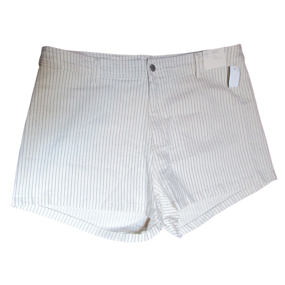 Universal Thread Women's White Sailor Shorts with Gray Stripes Size 20 Beachwear